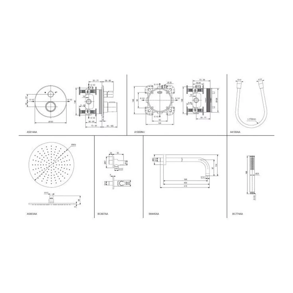 Sistem de dus incastrat Ideal Standard Ceratherm T100 negru mat [10]