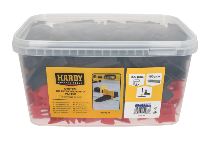 Sistem de nivelare a placilor Hardy, chit de 2 mm, grosime 3-16 mm, 300 cleme + 100 pene intr-o galeata [2]