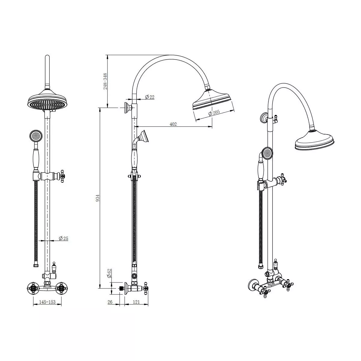 Sistem dus Fdesign Lacrima, aparent, 205 mm, 1 functie, crom, FD1-LRA-7SET1-11 [3]