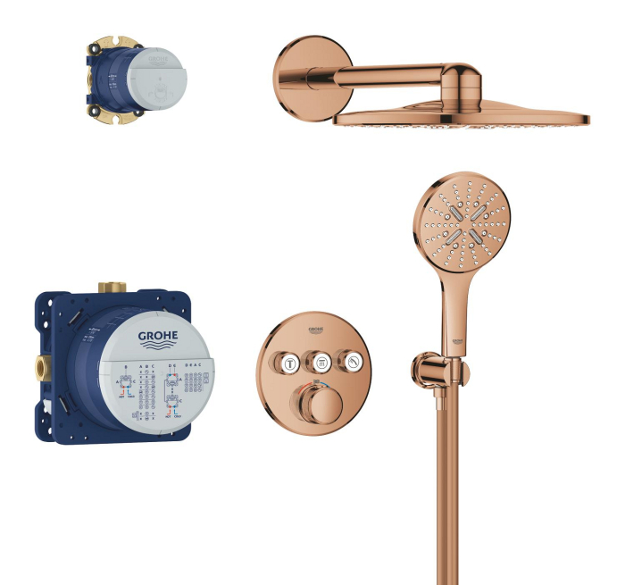 Sistem dus Grohe 34863DA0, SmartControl 310, incastrat, termostat, 310 mm, 2 functii, lucios, cupru [2]