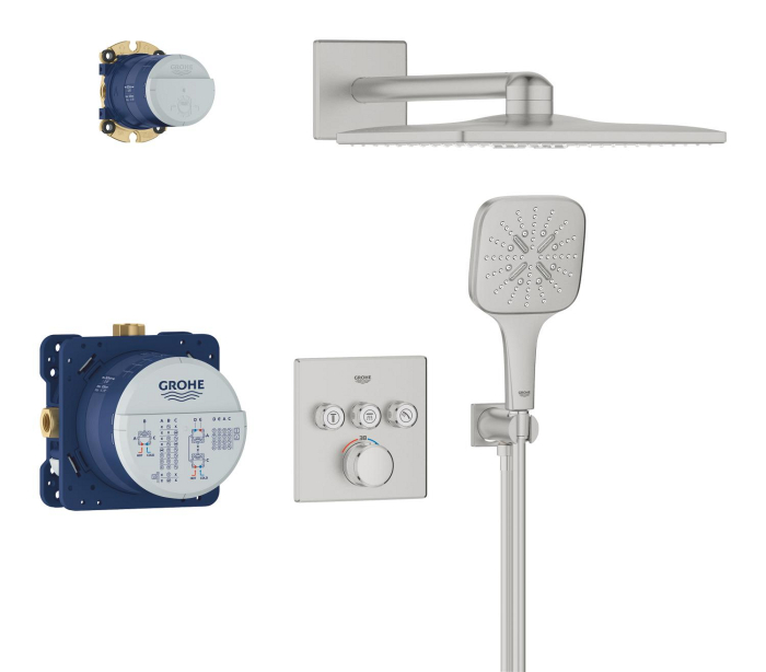 Sistem dus Grohe 34864DC0, SmartControl 310 Cube, incastrat, termostat, 310 mm, 2 functii, mat, otel satinat [2]