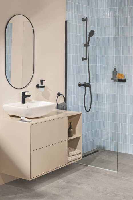 Sistem dus Grohe 348742430, 310 mm, 1.2 bar, 30 mm, 1.5 m, 430 mm, 2 functii palarie dus, 1 functii para dus, Negru [9]