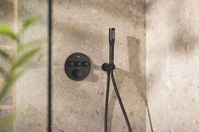 Sistem dus Grohe 348742430, 310 mm, 1.2 bar, 30 mm, 1.5 m, 430 mm, 2 functii palarie dus, 1 functii para dus, Negru [10]