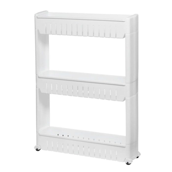 Sistem rafturi de depozitare Sersimo HA110 cu roti pentru bucatarie sau baie cu 3 polite, alb [5]