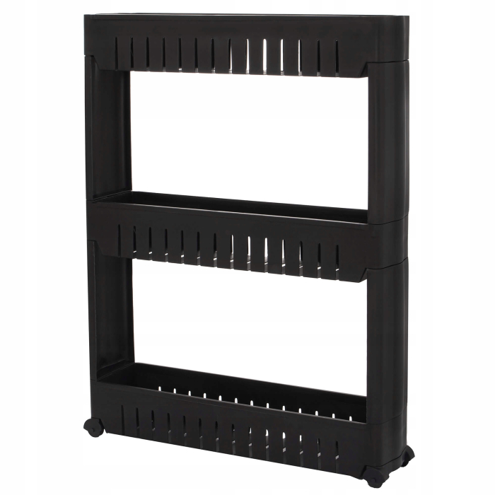Sistem rafturi de depozitare Sersimo HA116 cu roti pentru bucatarie sau baie cu 3 polite, negru [2]