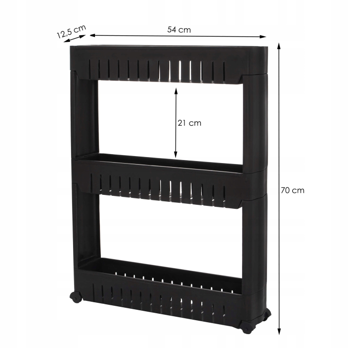 Sistem rafturi de depozitare Sersimo HA116 cu roti pentru bucatarie sau baie cu 3 polite, negru [3]