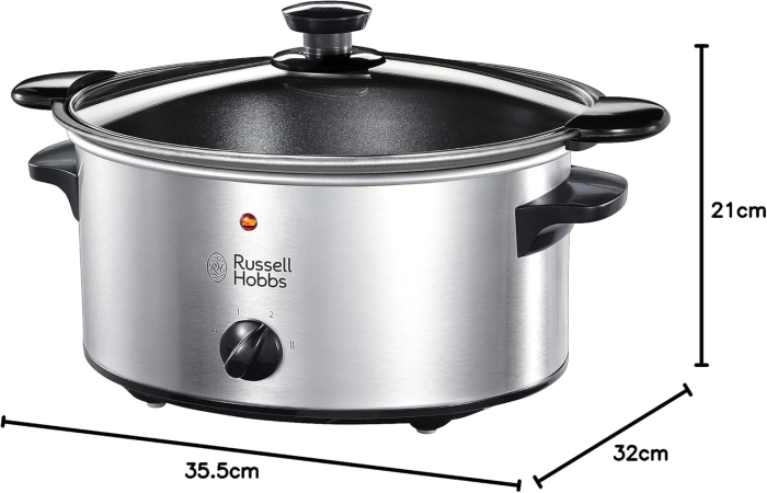 Slow cooker Russell Hobbs, 3.5L, 3 setari temperatura, vas ceramic detasabil, mentinere cald, negru [2]