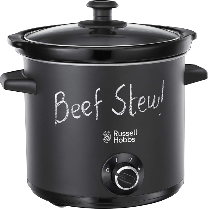 Slow cooker Russell Hobbs Chalkboard, 6.5L, 3 setari temperatura, vas ceramic, suprafata tabla scriere, negru [2]