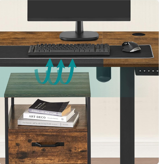 SONGMICS Birou cu reglaj electric pe inaltime, memorie cu 4 inaltimi, 60x120x(72-120)cm, maro rustic [7]