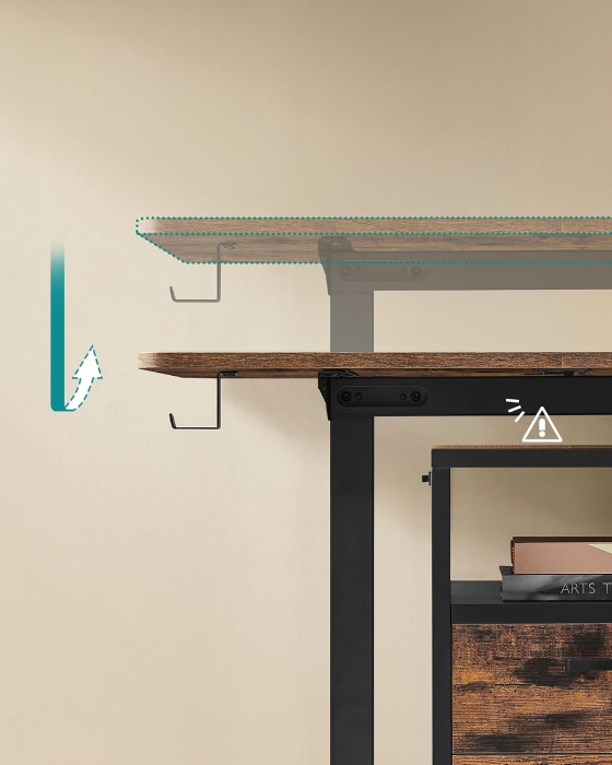 Birou electric reglabil pe inaltime, 120x60x(72-120) cm, memorie 4 pozitii, USB-C, cadru metalic, maro rustic [3]