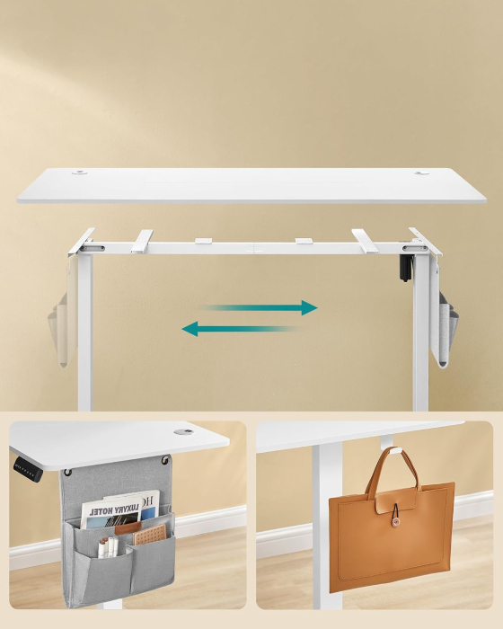 Birou electric reglabil pe inaltime, cadru metalic, functie memorie 4 pozitii, 160x70x(72-120) cm, alb [2]