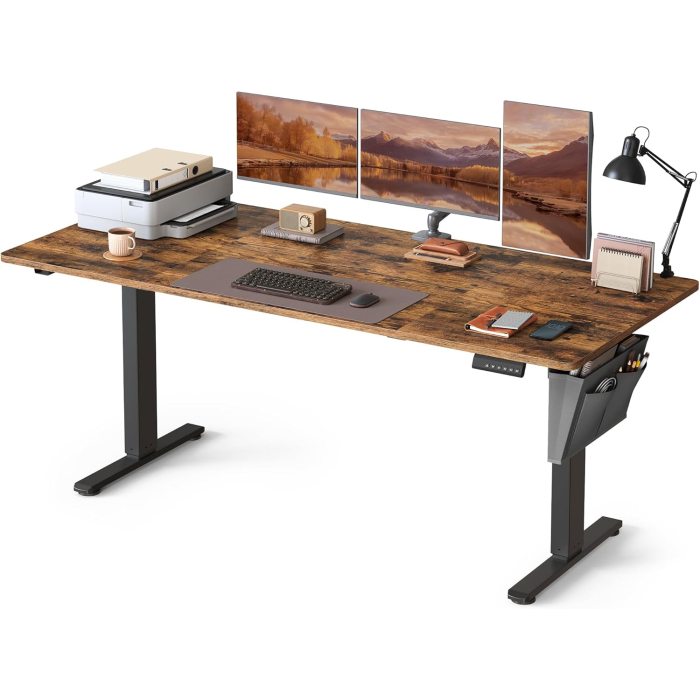 Birou electric reglabil pe inaltime, functie sit-stand, 4 memorii, organizator cabluri, port USB, 180x80x72-120 cm, maro rustic [2]
