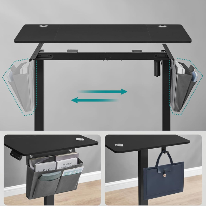 Birou reglabil electric, inaltime ajustabila 72-120 cm, cadru otel, blat PAL 140x60 cm, functie memorie 4 pozitii, negru [5]