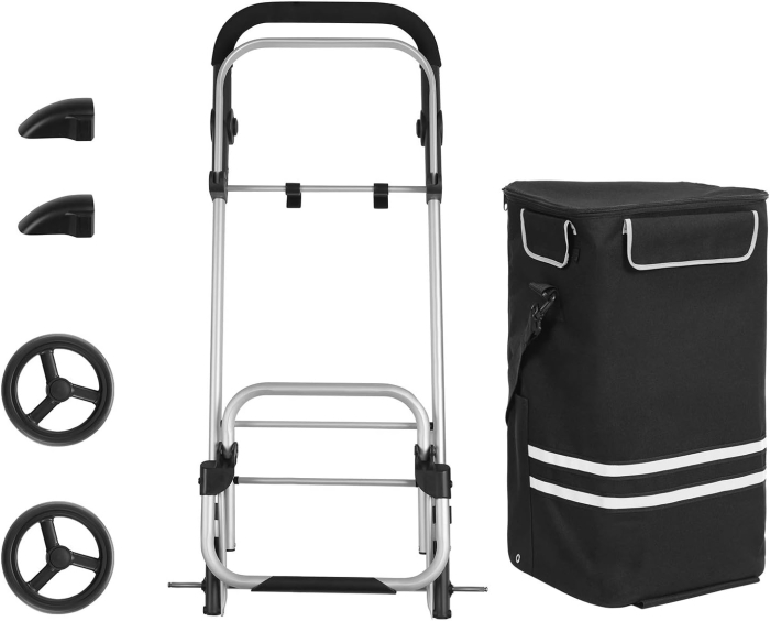 Carucior de cumparaturi piata, pliabil, compartiment frigorific, multifunctional, 44x35x100 cm, negru [8]