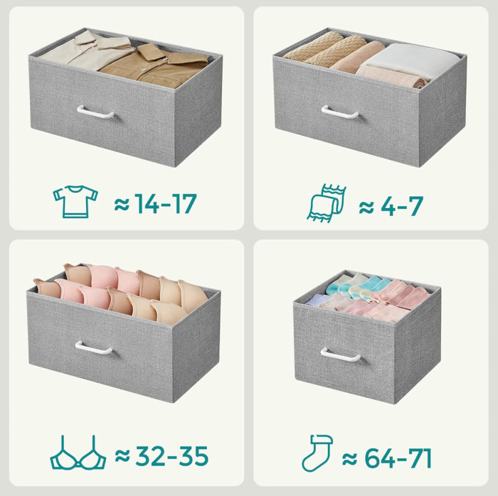 SONGMICS Comoda cu cadru metalic si 7 sertare din stofa, 29x98x85 cm , gri si alb [5]