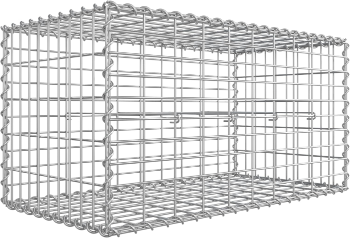 Cos gabioane pietre otel galvanizat D4 mm, ochiuri 10x5 cm, montaj fara unelte, 100x50x50 cm, argintiu [2]