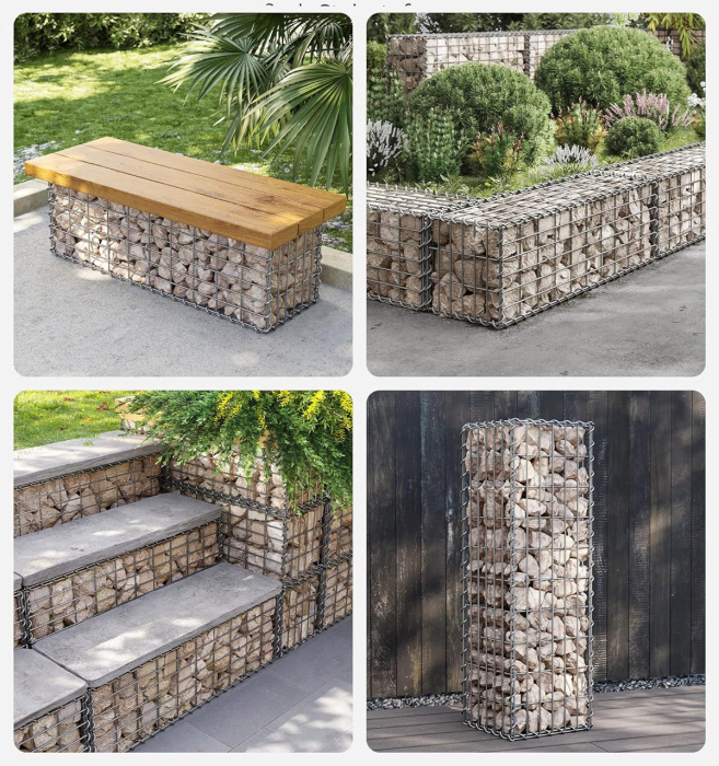 Cos gabioane pietre otel galvanizat D4 mm, ochiuri 10x5 cm, montaj fara unelte, 100x50x50 cm, argintiu [6]