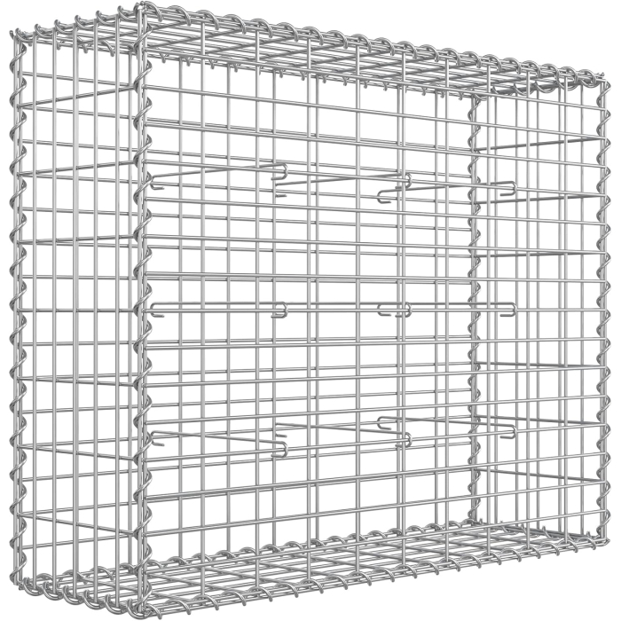 Cos gabioane pietre otel galvanizat D4 mm, ochiuri 5x10 cm, montaj fara unelte, 100x80x30 cm, argintiu [2]