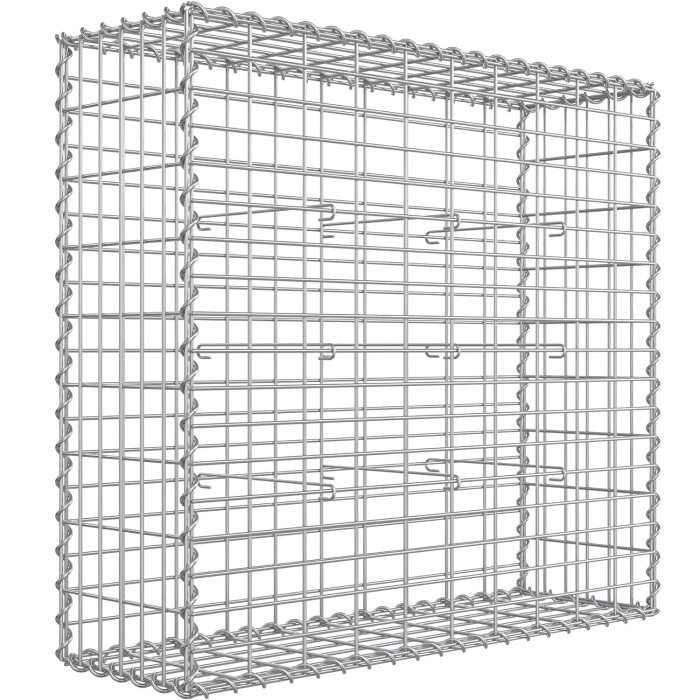 Cos gabioane pietre otel galvanizat D4 mm, ochiuri 5x10 cm, montaj fara unelte, 100x90x30 cm, argintiu [3]