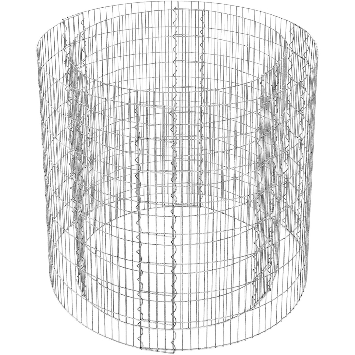 Cos de gabioane rotund pentru pietre, otel galvanizat, 90x90x80cm, argintiu [2]