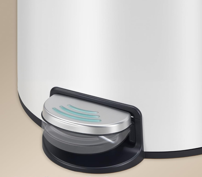 Cos de gunoi cu pedala 20L, capac soft close, galeata interioara detasabila, otel si plastic, 30x37x44 cm, alb [3]