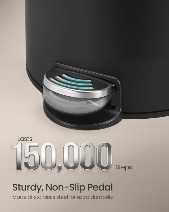 Cos de gunoi cu pedala, capac soft-close, galeata detasabila, otel, 30L, saci menajeri inclusi, negru [2]