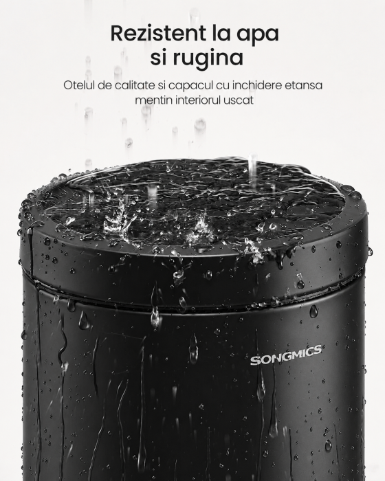 Cos de gunoi cu pedala, ideal pentru baie, galeata interioara detasabila, 3 litri, inchidere lenta, 17x22x25 cm, negru [6]