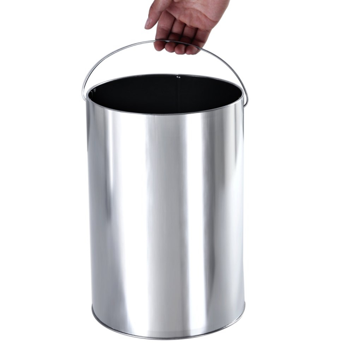 Cos de gunoi cu scumiera pentru exterior, din inox, galeata interioara detasabila, tip stativ, 61x25 cm, negru [2]