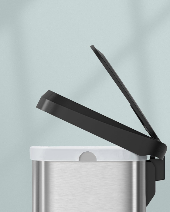 Cos de gunoi din inox, 68 L cu pedala, capac soft close, filtru de carbon pentru neutralizarea mirosurilor, argintiu [3]