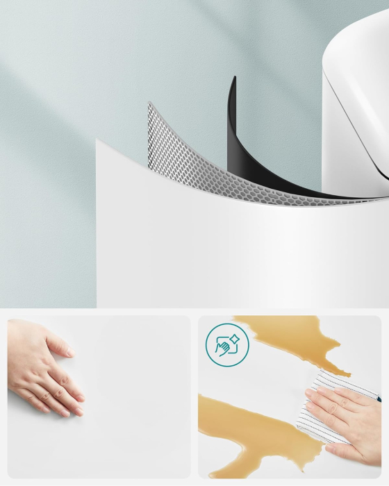 SONGMICS Cos de gunoi din otel cu pedala, 30litri, cu galeata interioara si capac, soft close, 34x61x32cm, alb [4]