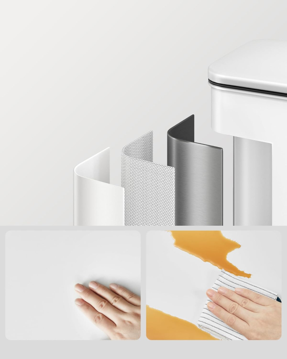 Cos de gunoi din otel, cu pedala si soft-close, saci gunoi inclusi, 40 litri, alb [6]