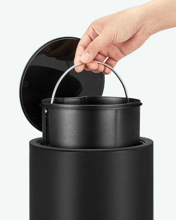 SONGMICS Cos de gunoi pentru baie, cu pedala si soft-close, 3 litri, negru [5]