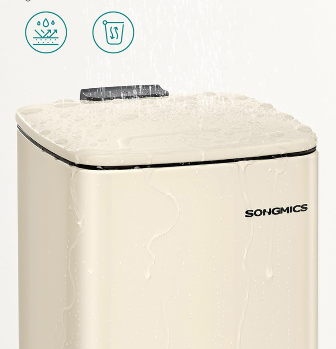 Cos de gunoi pentru baie, cu pedala si soft-close, 6 litri, bej [4]