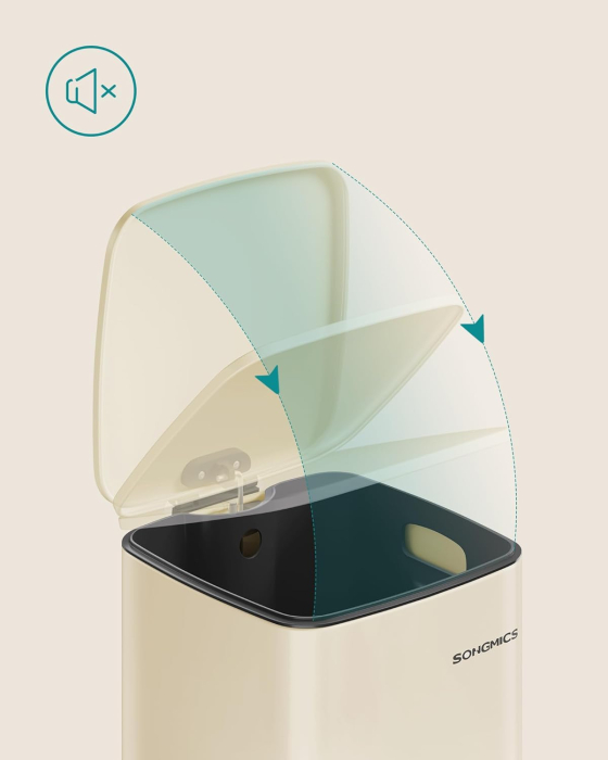 Cos gunoi 34x29x54 cm, 30L, cu pedala, capac silentios si galeata interioara detasabila, bej [4]