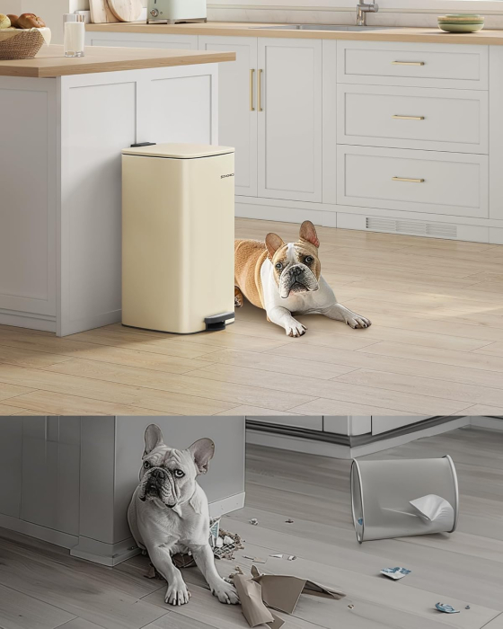 Cos gunoi 34x29x54 cm, 30L, cu pedala, capac silentios si galeata interioara detasabila, bej [6]