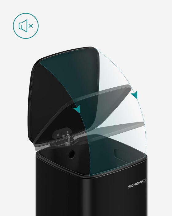 Cos gunoi 34x29x54 cm, 30L, cu pedala, capac silentios si galeata interioara detasabila, negru [6]