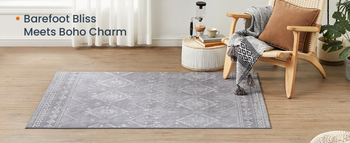 SONGMICS Covor decorativ antiderapant, stil boho, lavabil la masina, 120×170 cm, gri [6]