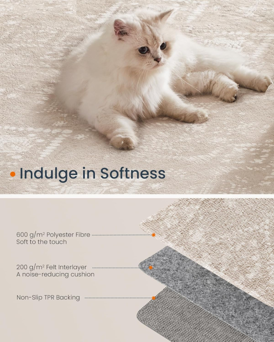 SONGMICS Covor decorativ antiderapant, stil boho, lavabil la masina, 80×150 cm, bej cappuccino [8]