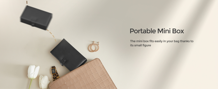 SONGMICS Cutie de bijuterii pe 3 nivele, cu 2 sertare, oglinda, maner, inchidere cu cheie, 18x26x17cm, negru [2]