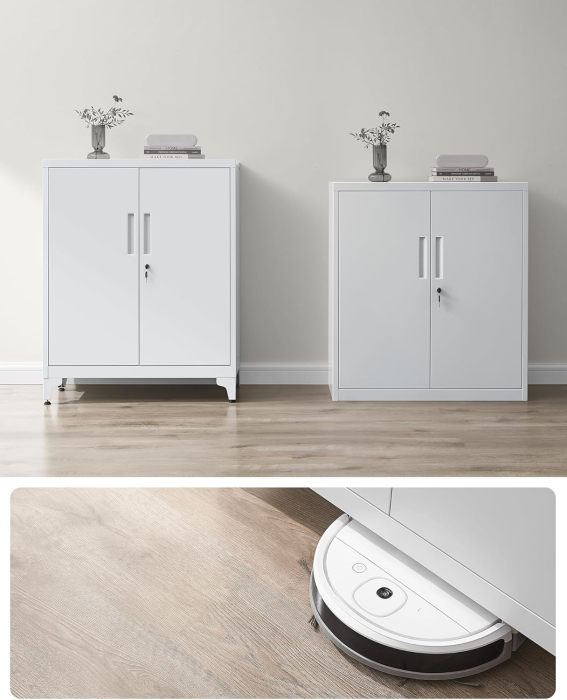 Dulap birou metalic cu 2 usi si sistem de inchidere, multifunctional cu rafturi reglabile, 40x80x90 cm, gri [7]