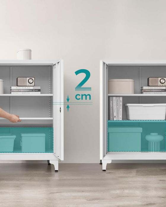 Dulap birou metalic cu 2 usi si sistem de inchidere, multifunctional cu rafturi reglabile, 40x80x90 cm, gri [5]