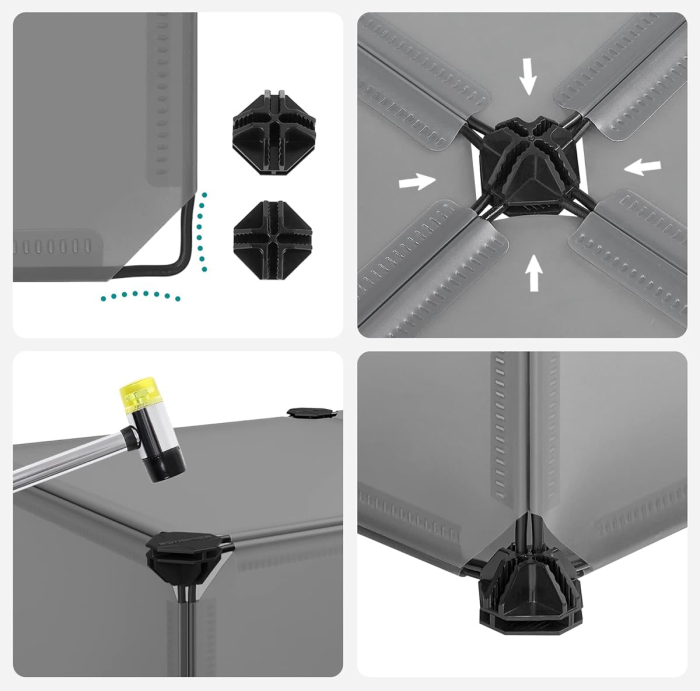 SONGMICS Dulap de depozitare pantofi modular, configurabil cu 10 compartimente, 43x31x173 cm, gri [5]