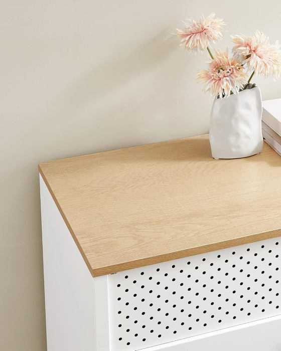 Dulap depozitare metalic cu 2 usi, raft reglabil, cadru otel, stil industrial, 80x40x76 cm, alb si bej [8]