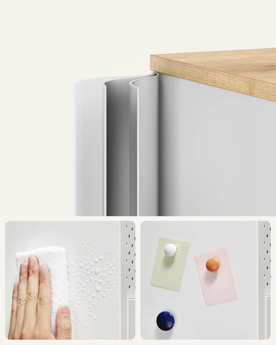 Dulap depozitare metalic cu 2 usi, raft reglabil, cadru otel, stil industrial, 80x40x76 cm, alb si bej [3]