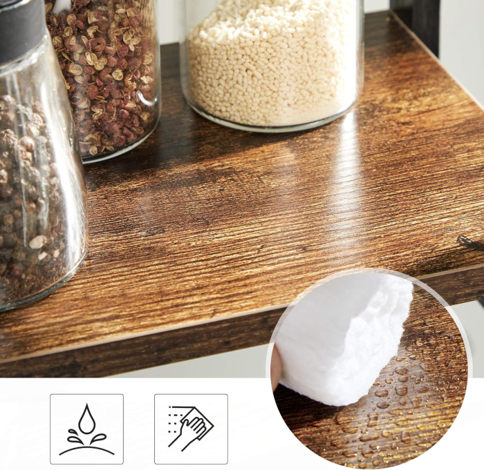 Etajera condimente 3 niveluri, raft bucatarie din bambus si PAL, 41x18x53 cm, maro rustic [5]