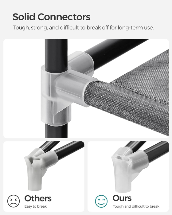 Garderoba din material textil, dulap portabil, cu rafturi si sina de agatat, 150x45x175cm, gri [4]