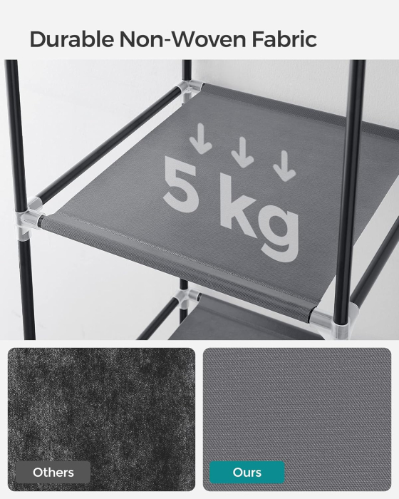 Garderoba pentru depozitarea hainelor, din material textil, design personalizabil, 45x88x168 cm, gri [5]