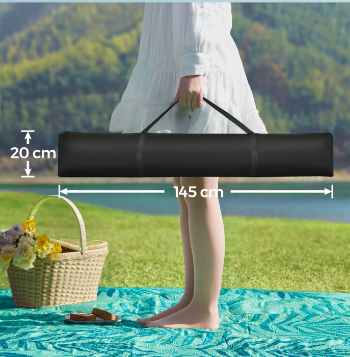 Hamac cu suport metalic, cu suprafata captusita, reglabil, include perna, 200 kg, 300x120x110 cm, albastru [7]