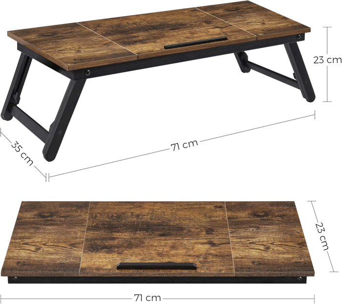 Masa de pat pentru laptop, plabila si reglabila, 71x35x23 cm, maro [5]