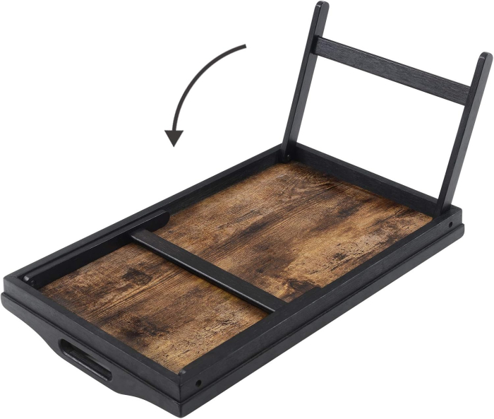 Masuta pliabila pentru laptop si mic dejun in pat, cu blat 50x30 cm, suport integrat pentru telefon sau tableta, margini inaltate si manere p [2]